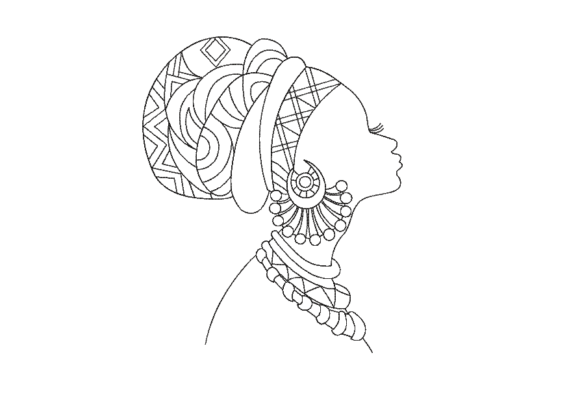 African Woman Machine Embroidery Design