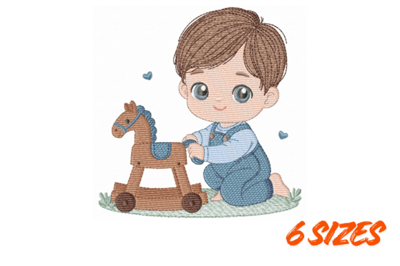 Baby Boy Horse Embroidery Design Art