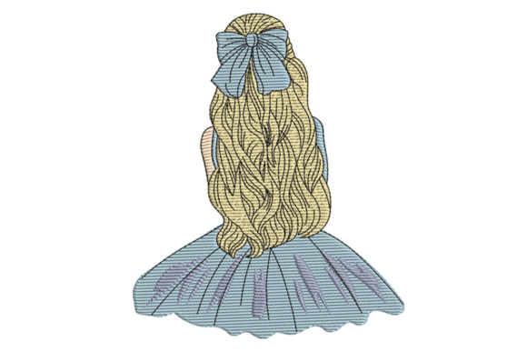 Back View Girl Embroidery Design