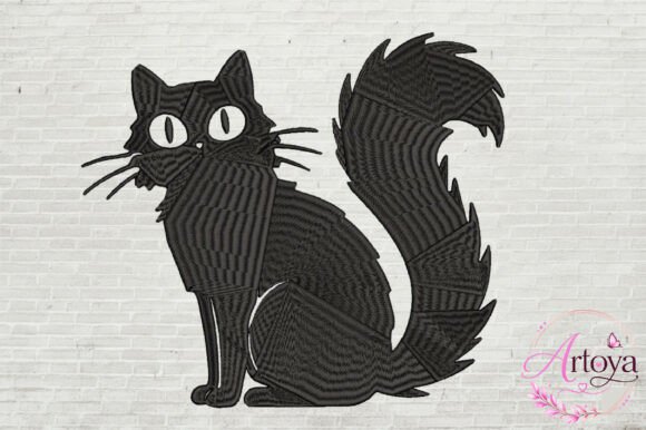 Black Cat Embroidery Design