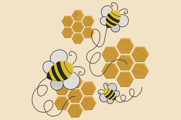 Buzzin Bee Honeycomb Embroidery Design
