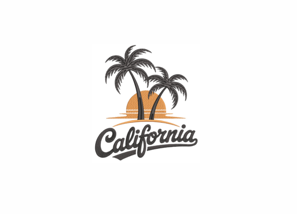 California Palm Tree Machine Embroidery