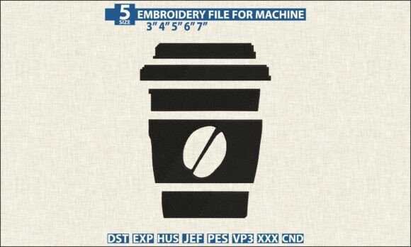 Coffee Cup Embroidery Design DST PES