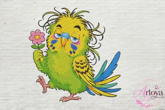 Cute Budgie Embroidery Design