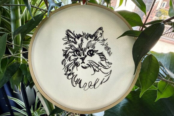 Cute Cat Face Machine Embroidery