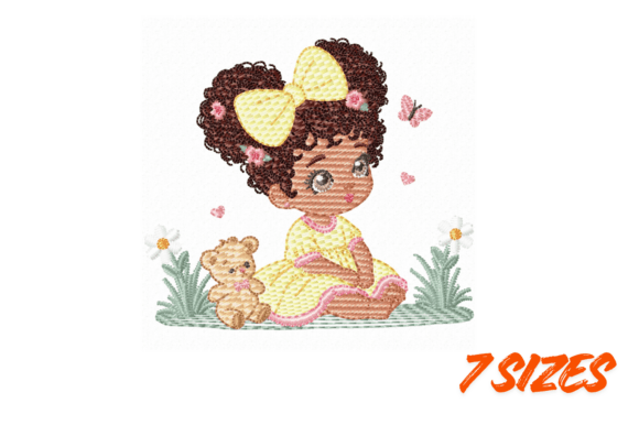 Cute Girl Teddy Embroidery Design Set