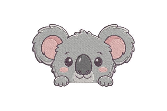 Cute Koala Peeking Embroidery Design