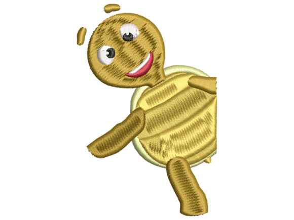 Cute Smiling Turtle Embroidery