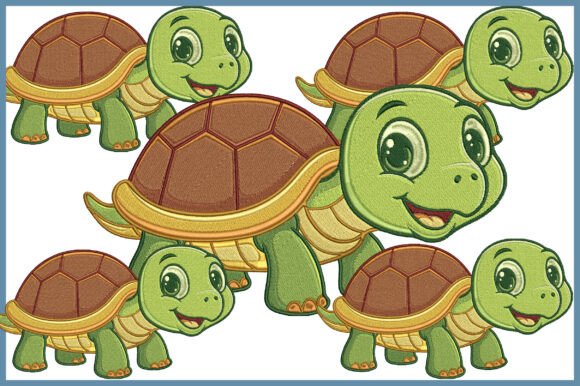 Cute Turtle Embroidery Design