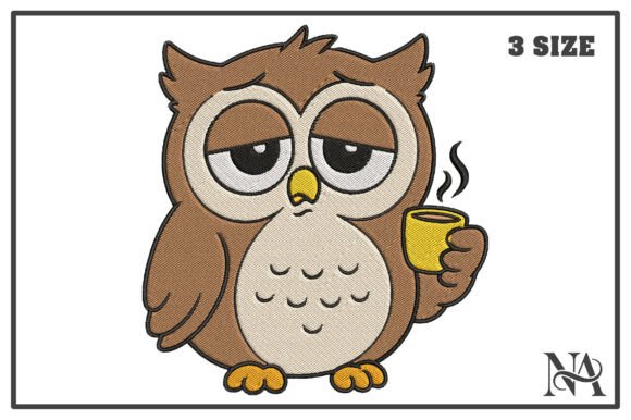 Funny Morning Owl Embroidery Design