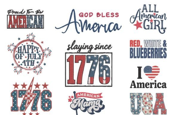 Patriotic USA Embroidery Bundle Design