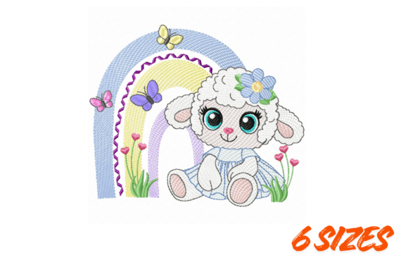 Rainbow Lamb Embroidery Design File