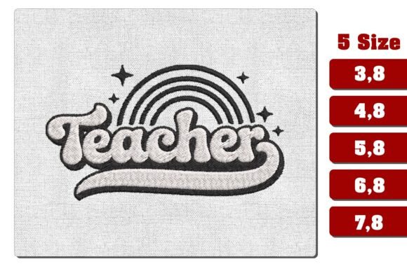 Retro Teacher Rainbow Embroidery Design