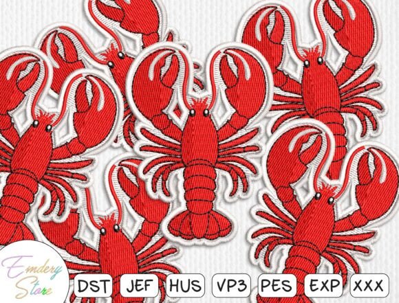 Seafood Patch Embroidery Design