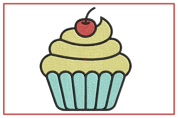 Sweet Cupcake Cherry Embroidery Design