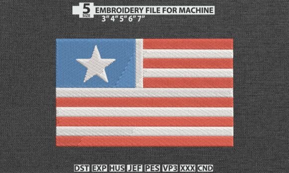 USA Flag DST PES Machine Embroidery File
